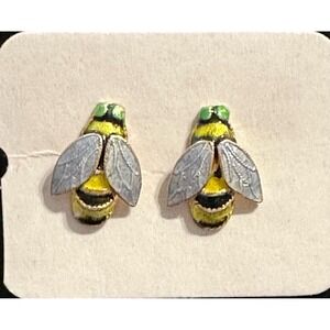 Thousand Flowers Sterling Silver & Enamel Bee Stud Earrings